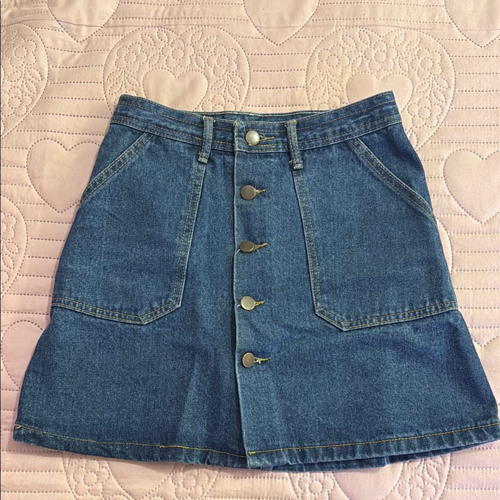 Denim Button-Front Skirt